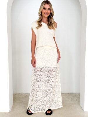 Anita Maxi Skirt - Cream Lace