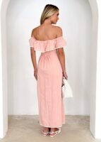 Genesis Off Shoulder Midi Dress - Blush